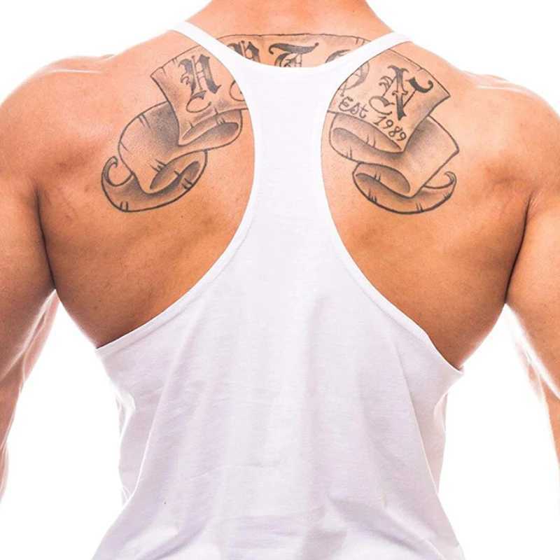 Flat weave mens sports sleeveless sweatshirt gym fitness exercise muscle tank top summer cool cotton breathable Y-back vest X250324