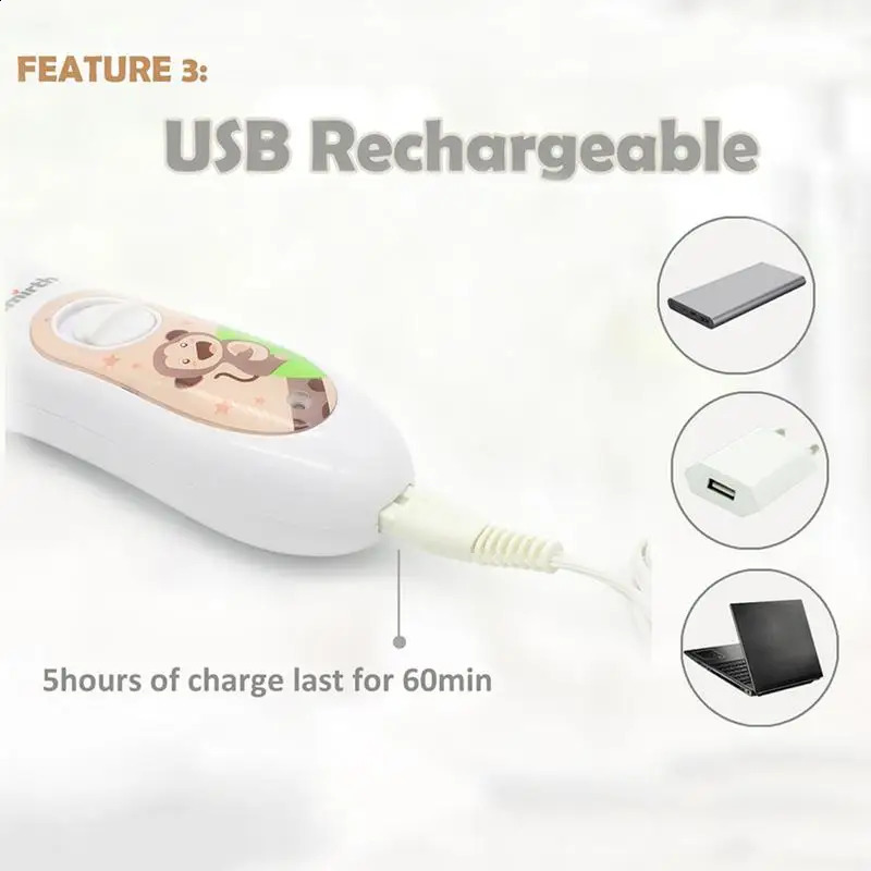 Mute Kids Hair Trimmer Waterproof USB Rechargeable Professional Haircuts Hair Clipper For Baby Children Kids Use Hair Cutting 250303