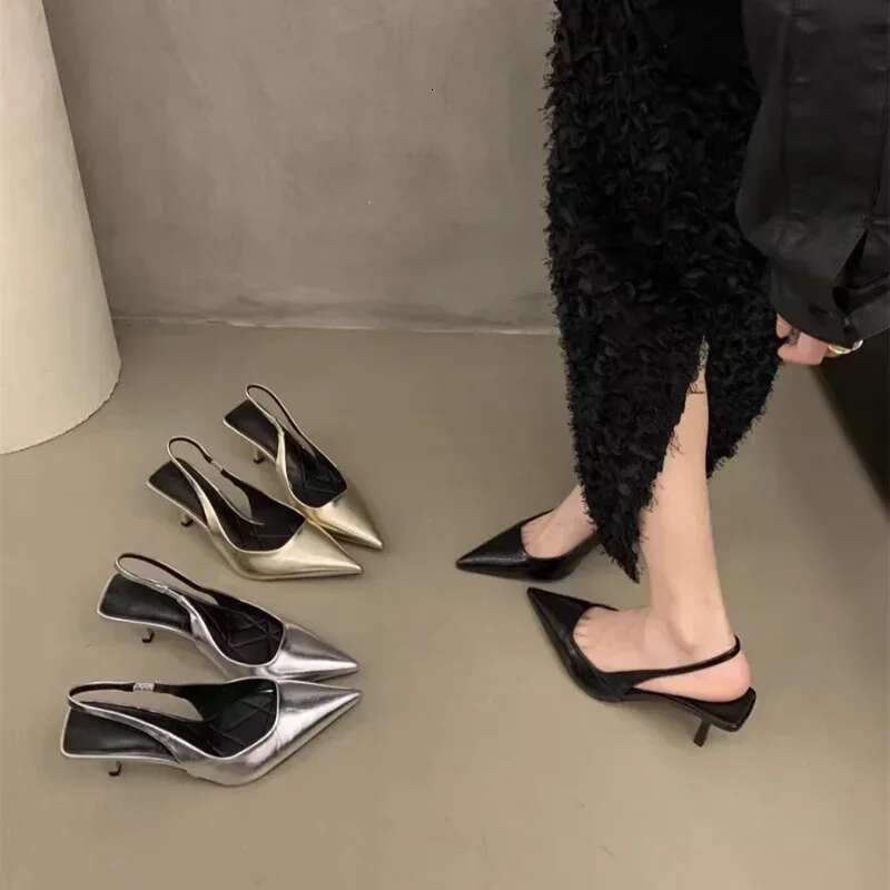 2025 Summer Sier Heels Pointed Toe Women Pumps Fashion Slip on Sgbacks Shoes Ladies Sexy Heel Party Dress Sandalias