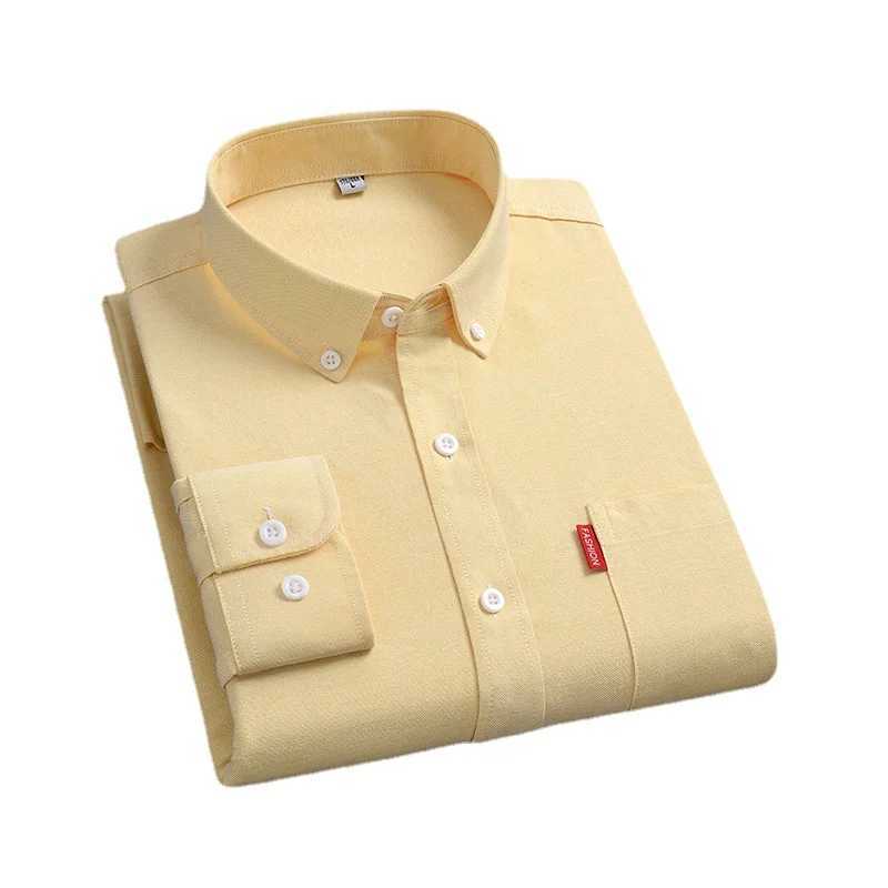 Mens Spring and Autumn Cotton Washed Oxford Spinning Long Sleeve Business Casual Stand up Collar Fashion Edition Mens Shirt X250324