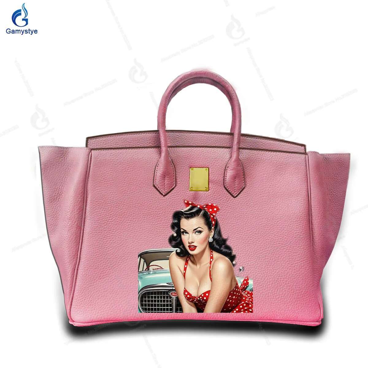 Printed Car Art Bags Women Handbag And Purses Girl Greatest Fashion Accessories Designer Ladies Tote Perfect Really Leather Cow
