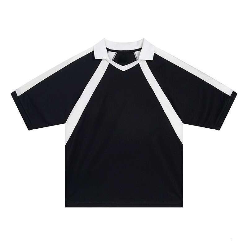 Short Sleeved Sports T-Shirt, Football Breathable Polo Shirt, Spring And Summer Black, American Casual B5