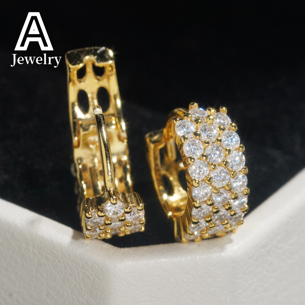 Europe and the United States popular S925 silver moissanite round simple earrings for men and women hip hop earrings