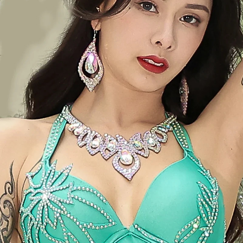 Belly Dance Necklace Rhinestone Chain Female Adult High-End Stage Profession Performance Competition Accessories 250318