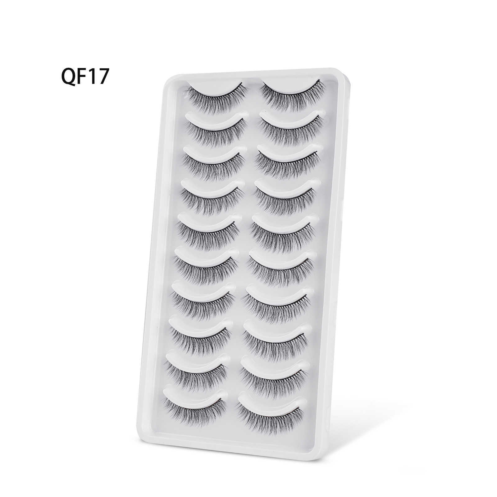 10 pairs of 3D synthetic fiber simulation hard stem false eyelashes simple and natural three-dimensional eyelashes W250324