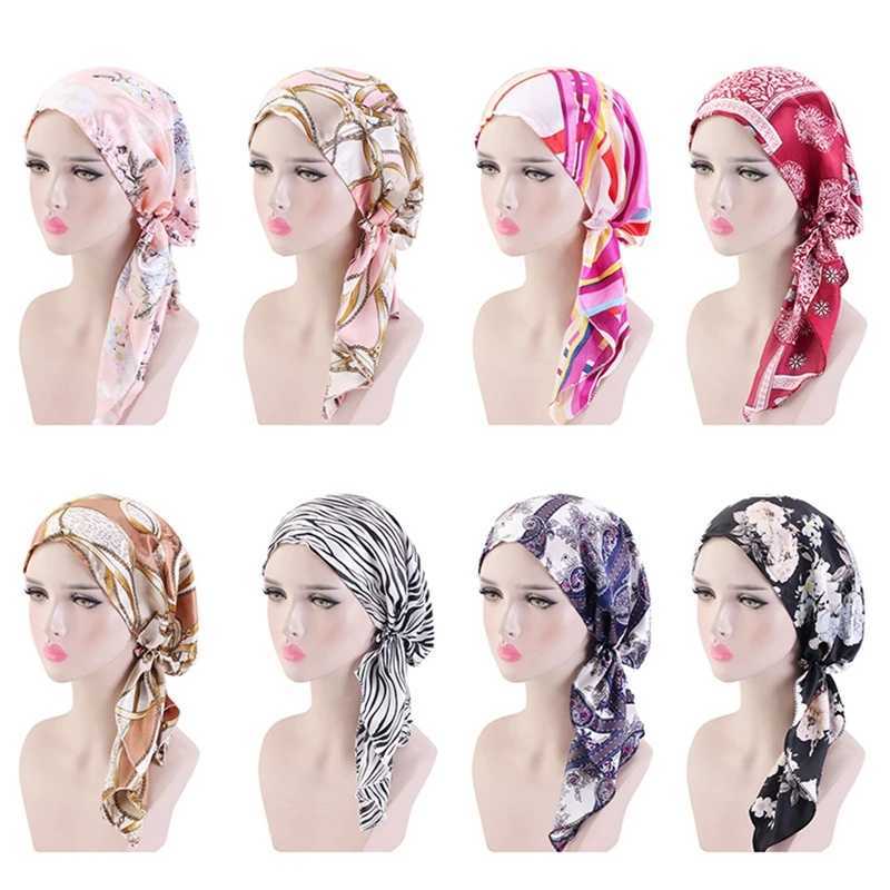 Fashion pre tied headscarf cultural hat Muslim headscarf inner hat hair loss hat bear hat tail hat X250324