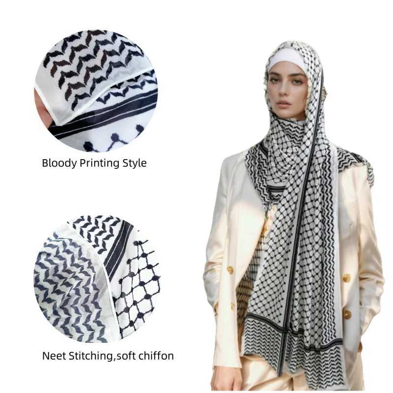The latest Muslim Kafiya headscarf chiffon printed shawl Echape Kafiya fashionable womens soft packaging Geetic style Arabic scarf X250324