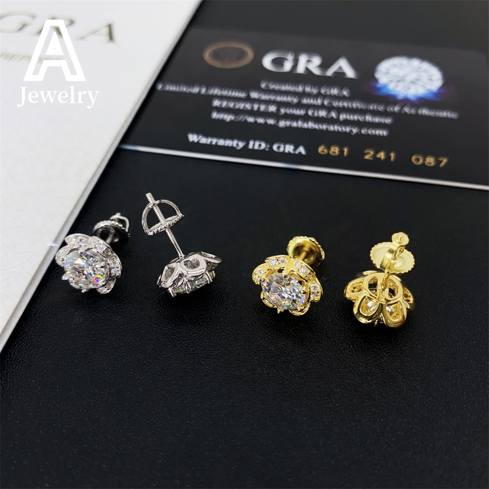 Moissanite Diamond Luxury Silver 925 Jewellery Earring Luxury Bridal Earrings Flower Stud Earrings For Women