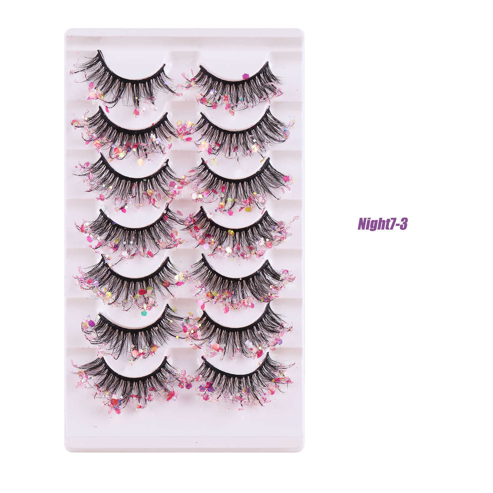 New chemical fiber sequins false eyelashes luminous stage performance thick curling eyelash W250324