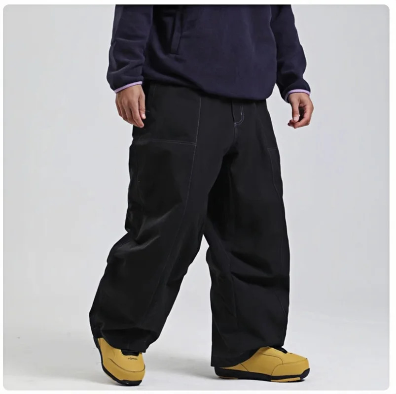 Gsou Winter Warm Mens and Womens Ski Pants Waterproof Loose Board Trouser Outdoor Sports Windproof Snow 250320