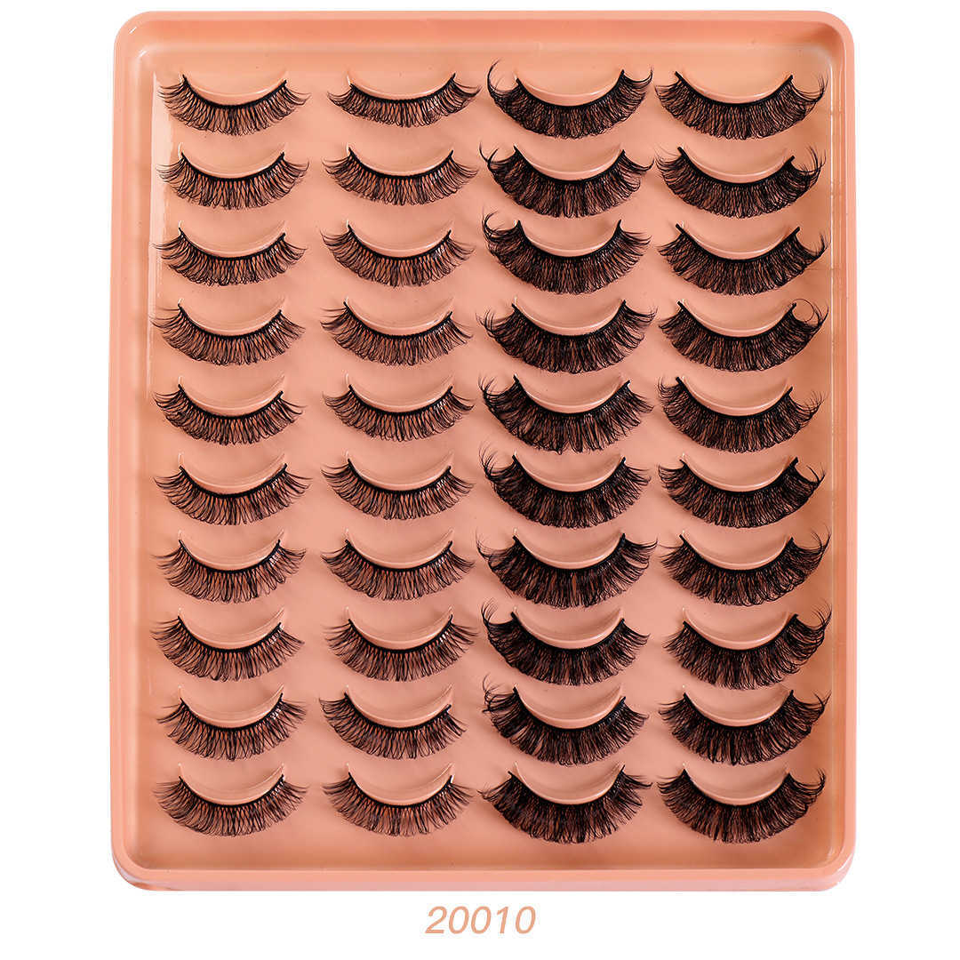 New DD Synthetic Fiber Russian Curl False Eyelash 20 Pair Set Thick Natural Grafted Eyelash W250324