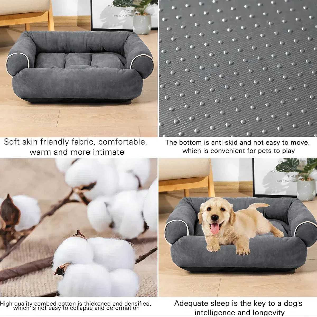 kennels pens S/M/L/XL Pet Dog Bed Sofa Deep Sleep Dog House Square Thickened Warm Cat Mat Small Dog House Pet Products Breathable Blanket Winter