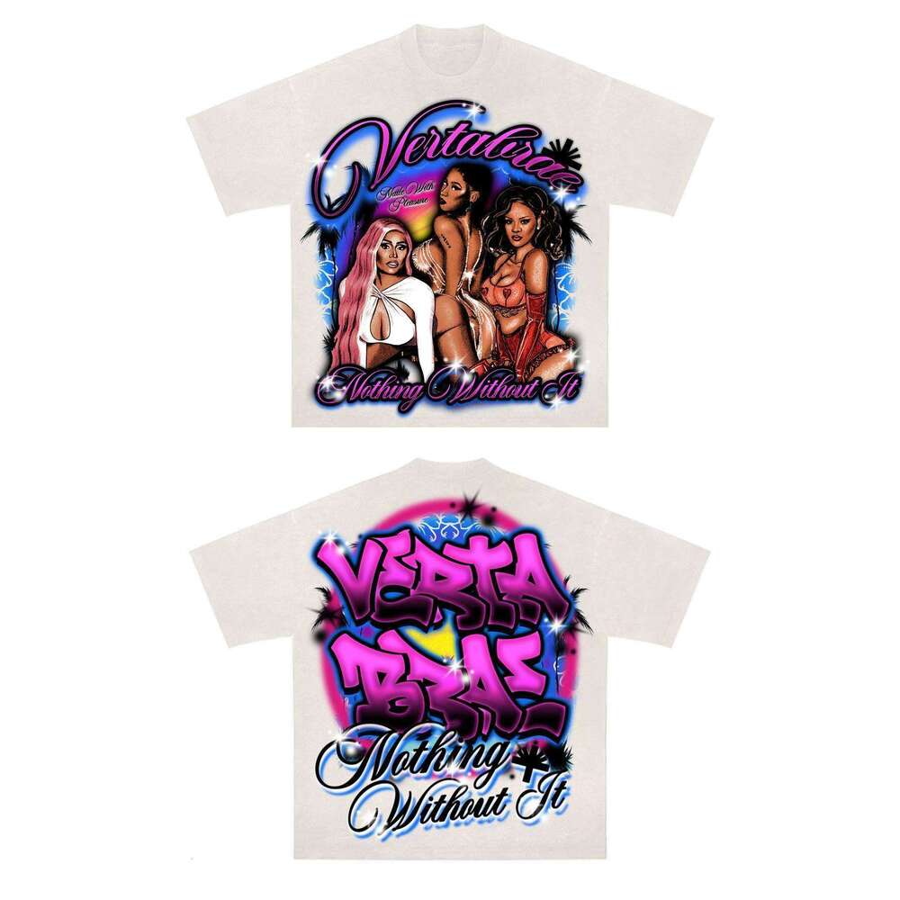 Creative design street hip-hop style character 3D three-dimensional pattern cotton 2025 spring top