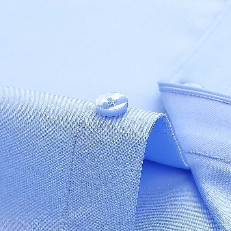 High end bamboo fiber shirt mens long sleeved short sleeved solid color non iron professional formal work white shirt S-8XL X250324