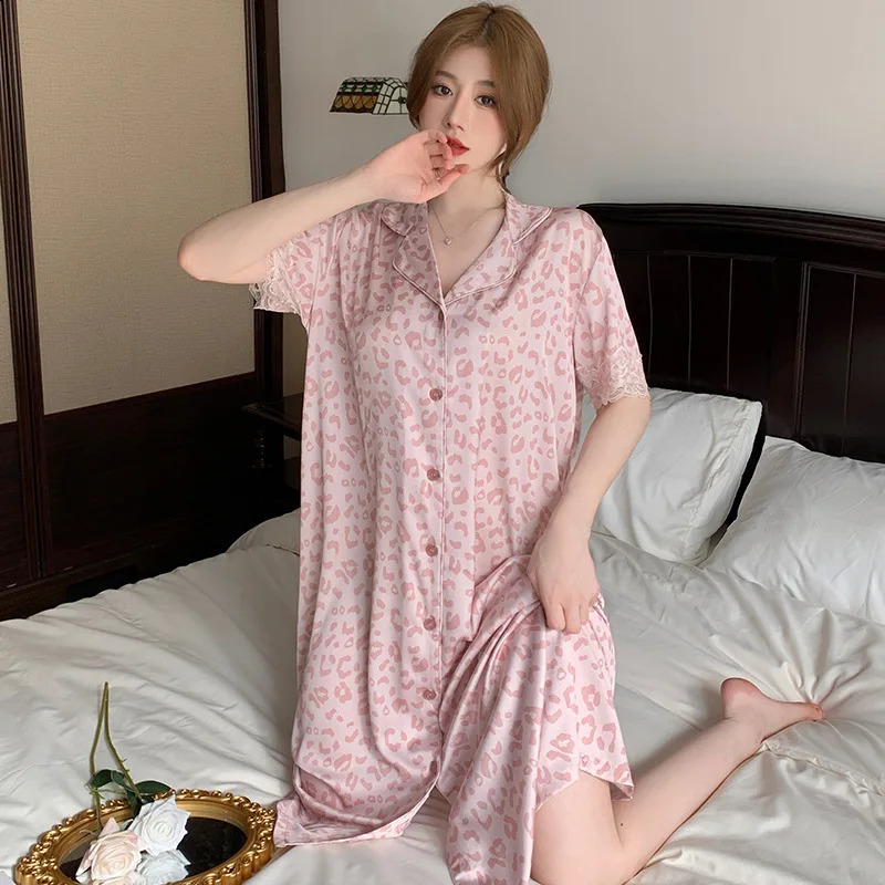 M-2XL loose silk sleepwear womens summer V-neck letter printed home set dyed sleepwear set womens sleepwear unprinted sleepwear 250321