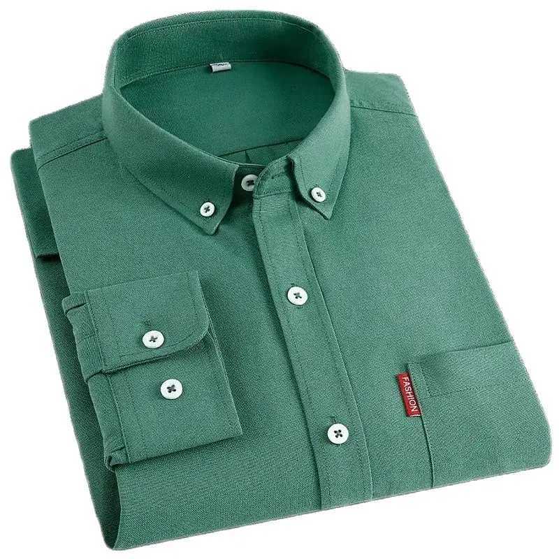 5XL 100 cotton long sleeved mens casual Oxford pocket white shirt mens long sleeved slim fit mens short sleeved shirt X250324