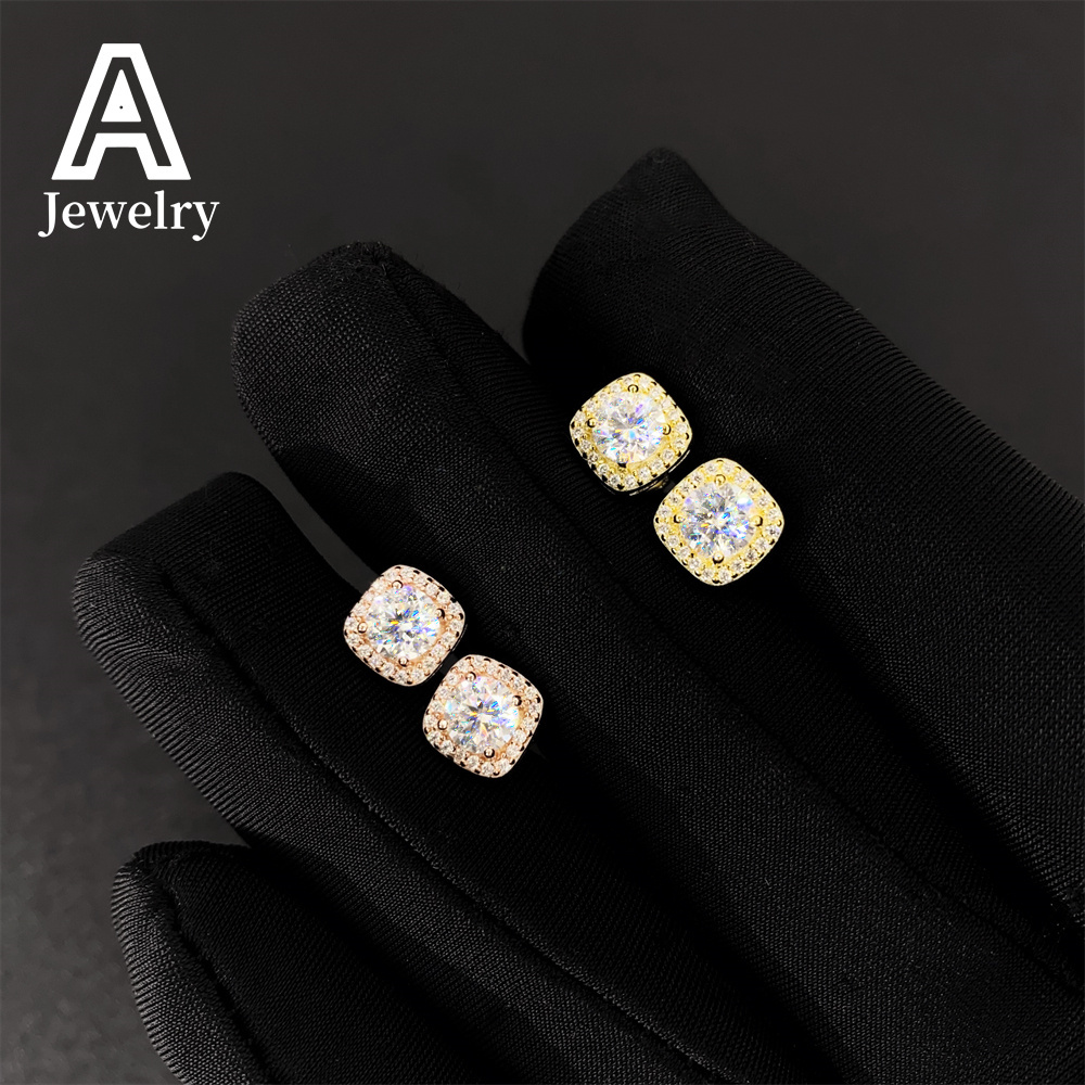 925 Silver Moissanite earrings5 mm mens and womens boutique earrings Cross-border boutique Hip-hop earrings
