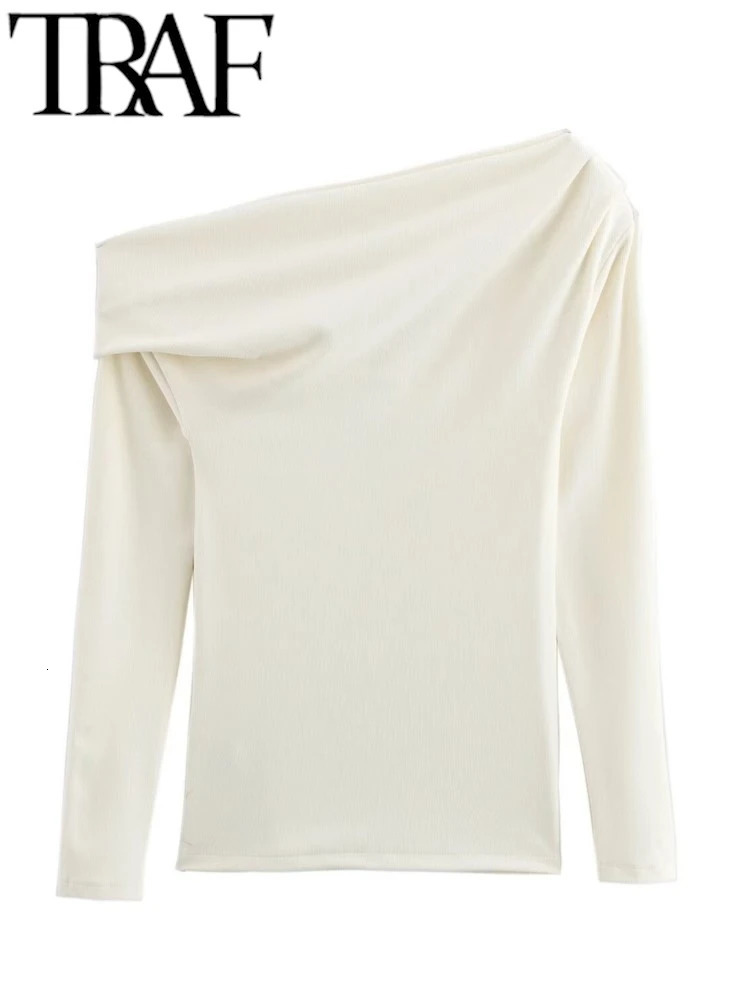 TRAF GAL 2025 Spring Womens Knitted Set Long Sleeve Asymmetric Ruched Ultra Thin Tensile Midi Casual y2k 250322
