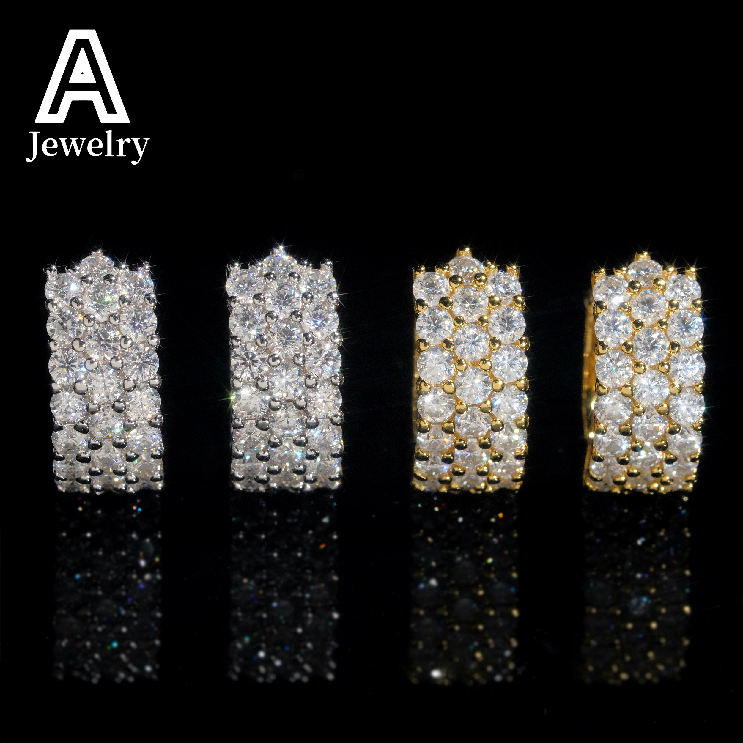 Europe and the United States popular S925 silver moissanite round simple earrings for men and women hip hop earrings