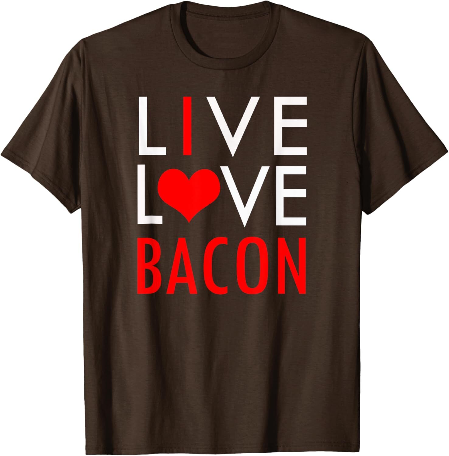 T shirt for Mens Funny LIVE LOVE BACON I Love Bacon Graphic Tee Casual Tops Clothes Short sleeve cool