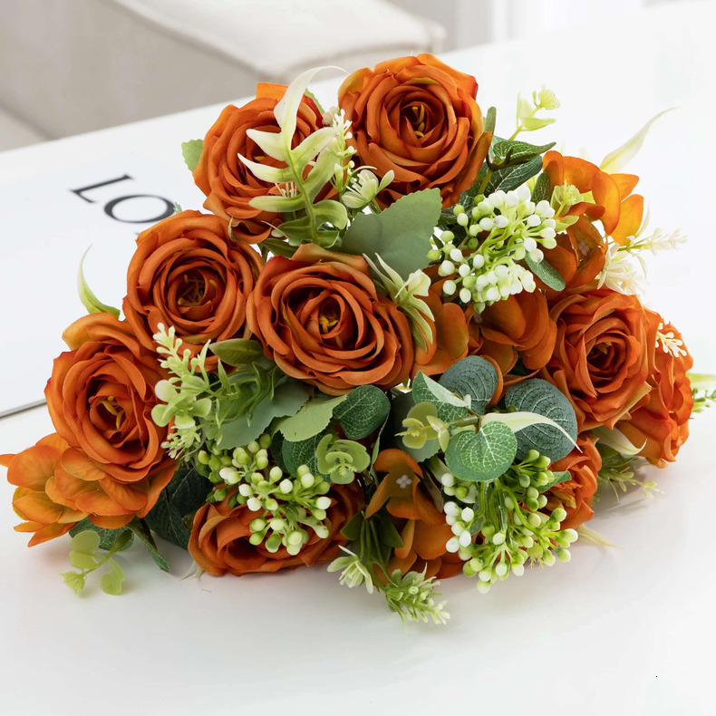 Wedding Season Rose Simulation wer Bouquets - Autumnal Hues & Rolled Edges beautiful