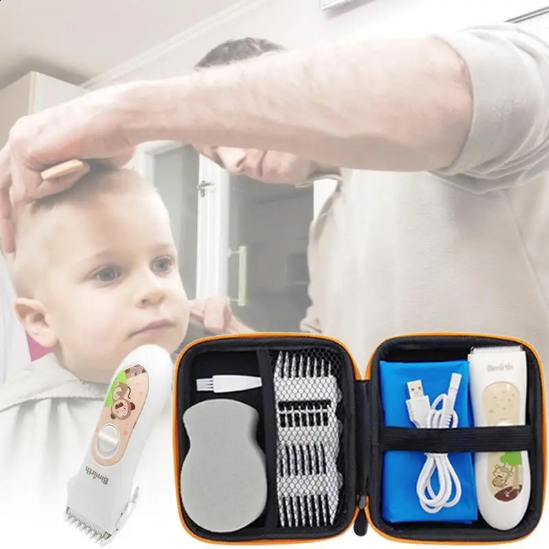 Mute Kids Hair Trimmer Waterproof USB Rechargeable Professional Haircuts Hair Clipper For Baby Children Kids Use Hair Cutting 250303