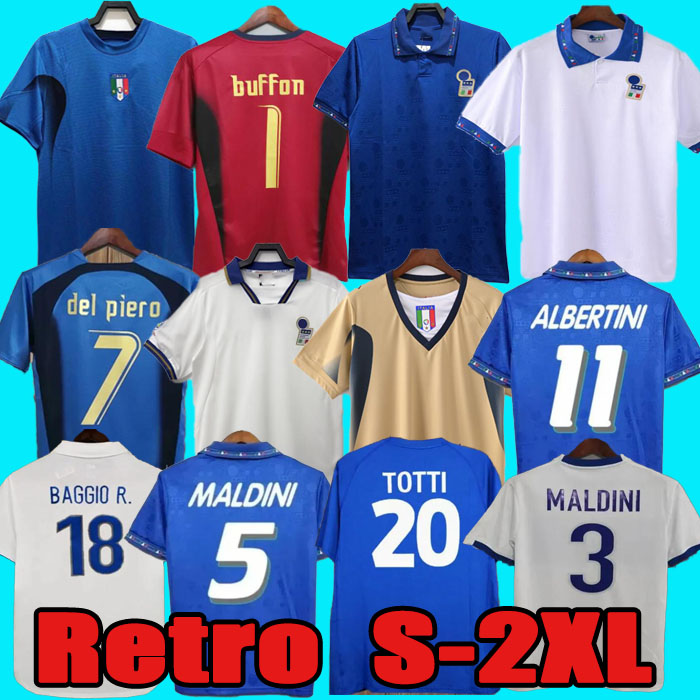 Retro classic Italy soccer jerseys 1990 1994 1996 1998 2000 2006 2012 20 21 Italia MALDINI R.BAGGIO Rossitto Nesta Albertini DEL PIERO Balotelli football shirt s-2XL