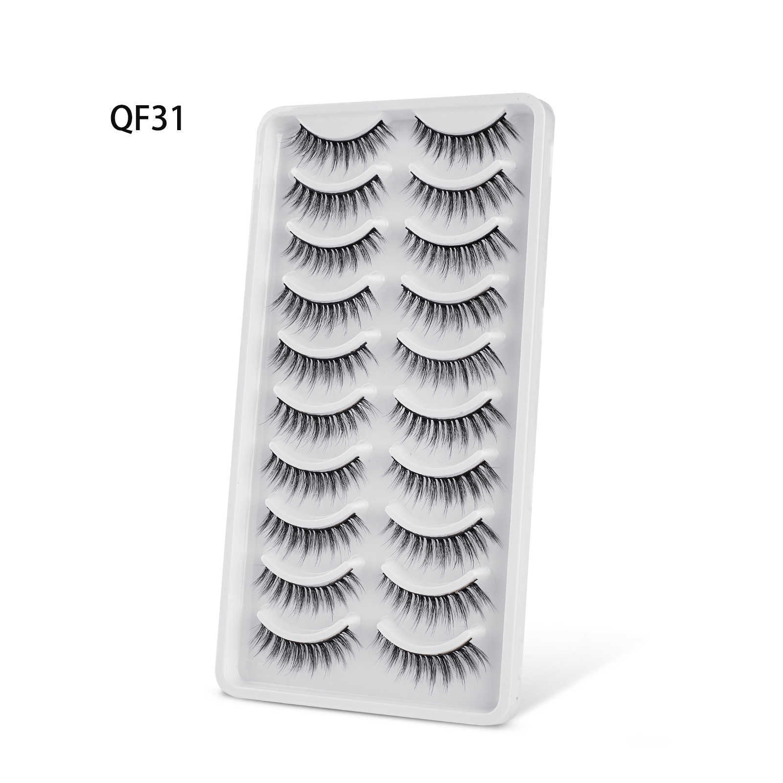 10 pairs of 3D synthetic fiber simulation hard stem false eyelashes simple and natural three-dimensional eyelashes W250324