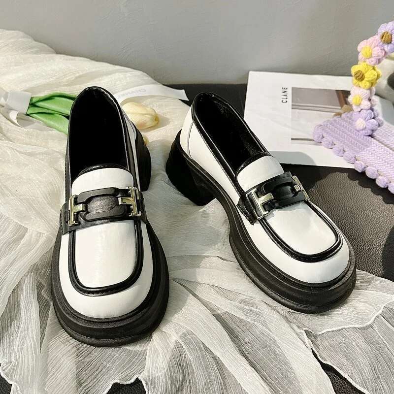 Loafers Retro British Style Leather White Light Mouth Mary Jane Single New Thick Soled Sponge Cake Women's Shoes