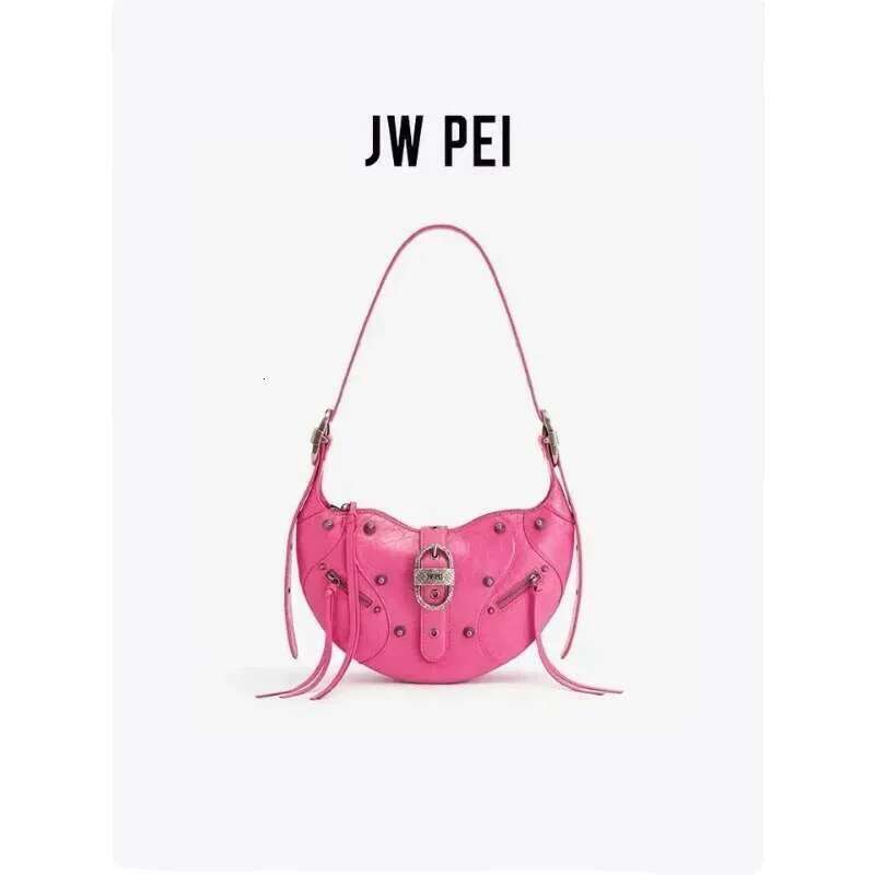 JW PEI Women's Elegant Large Capacity Motorcycle Oil Wax Leather Single Shoulder Crossbody Underarm Bag