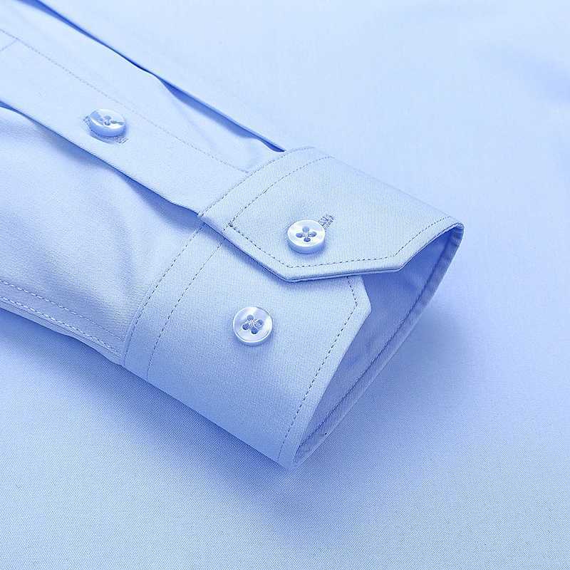 High end bamboo fiber shirt mens long sleeved short sleeved solid color non iron professional formal work white shirt S-8XL X250324