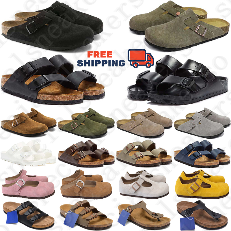 Free shipping Designer birkentocks clog sandals clogs heels slippers slides for mens Buckle womens Boston sandal flats Loafers mules shoes furry Flip Flops