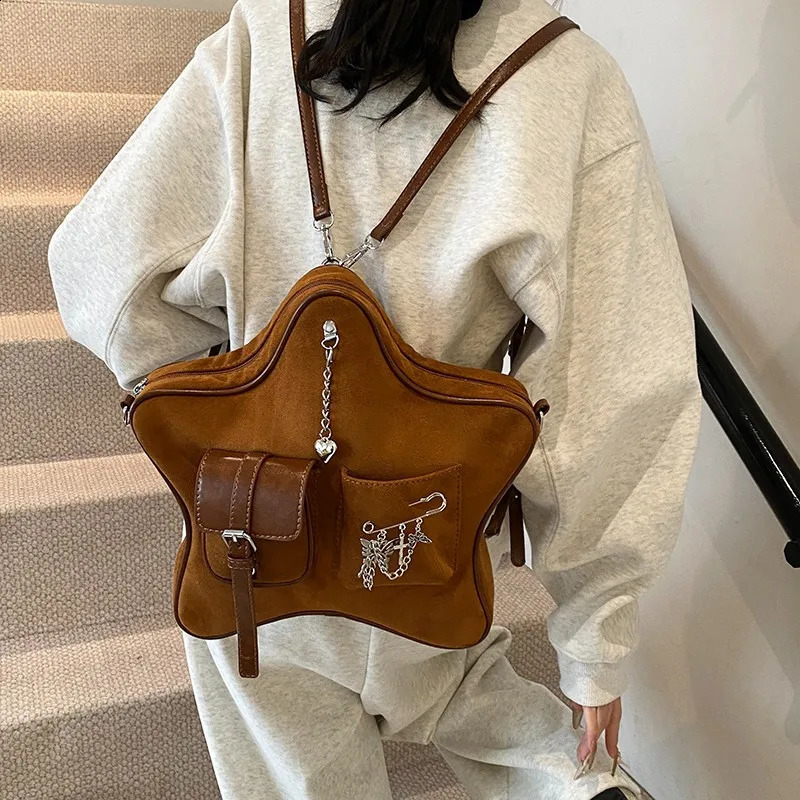 Chain Solid Star PU Backpack Advanced Lightweight Backpack Fashion Womens Bag Ramadan Festival Bolsas De Mujer 250318