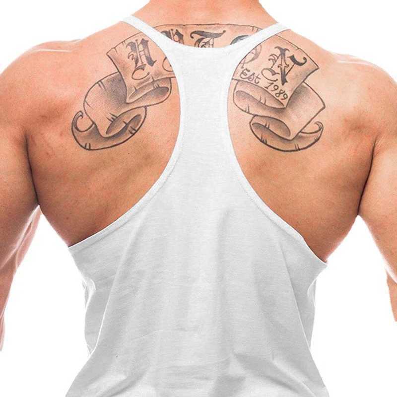 Summer Gym Stringer Tank Top Mens Cotton Y-Back Fitness Clothing Fitness Tank Top Single Sleeve Sweatshirt X250324