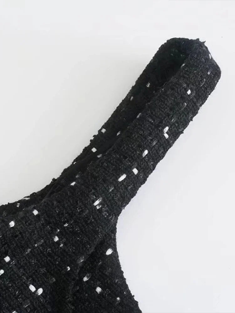 Willshela Women Fashion With Pearls Black Hollow Out Back Zipper Mini Dress Vintage Straps Square Neck Female Chic Lady Dresses 250324