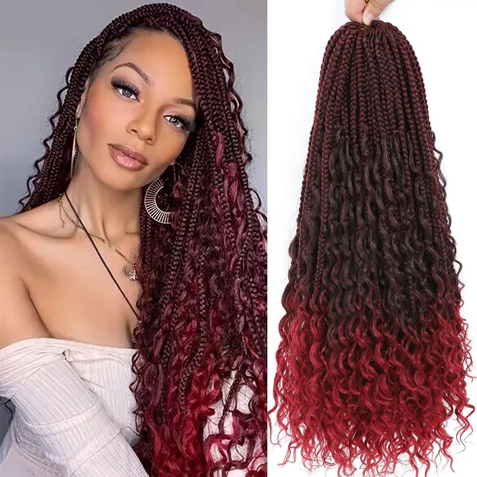 30 Inch Synthetic Crochet Braids Hair Goddess Curly Wave Ends Pre Looped Braiding Hair Extensions for Black Women Daily Styling 6 Packs 180% Density