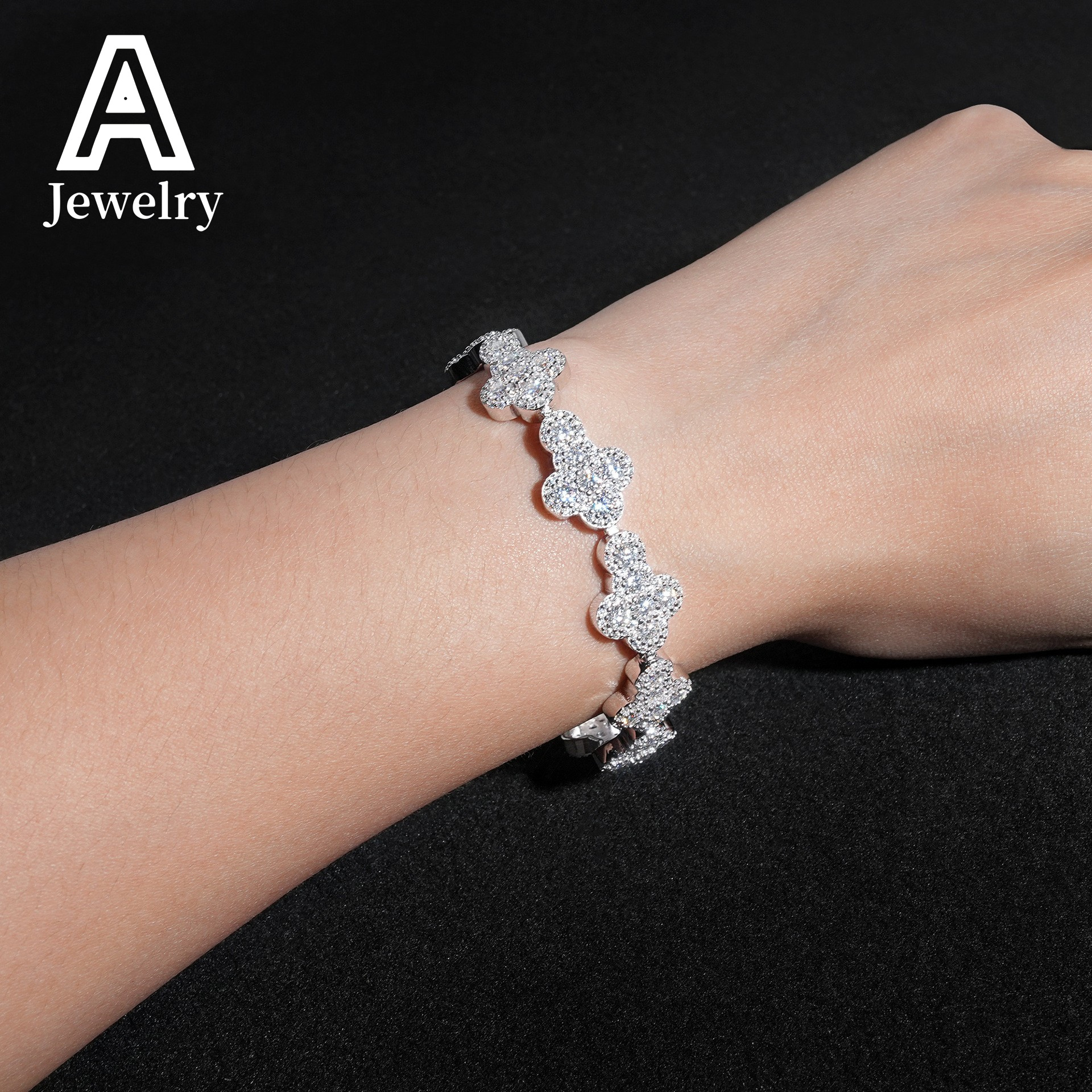 New Fashion New design 925 sterling silver micro pave hiphop iced out jewelry vvs moissanite diamond cross bracelets men