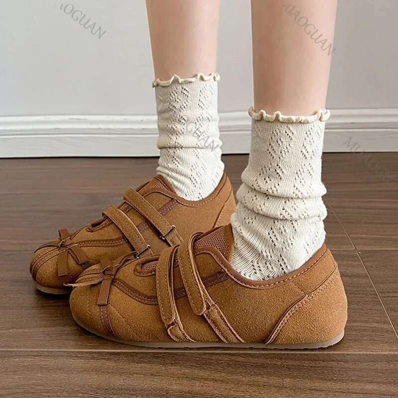 for Woman Flats Soft Sole Bow-Knot New Dress Spring Summer Ballerinas Women's Shoes Retro Butterfly Leisure Mary Jane Shoe