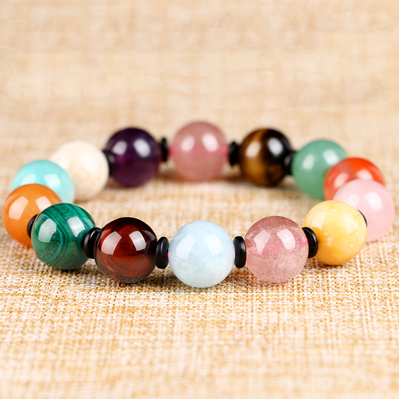 Natural Crystal Duo Bao Bracelet Colorful Crystal Strings South Red Lapis Lazuli Lucky Jewelry Couple Men and Women Gifts