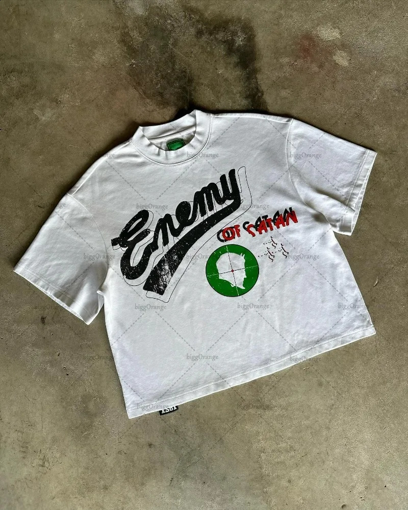 American street fashion casual clothing letter printing oversized short sleeved mens Y2K loose version Tshirt for women 250324