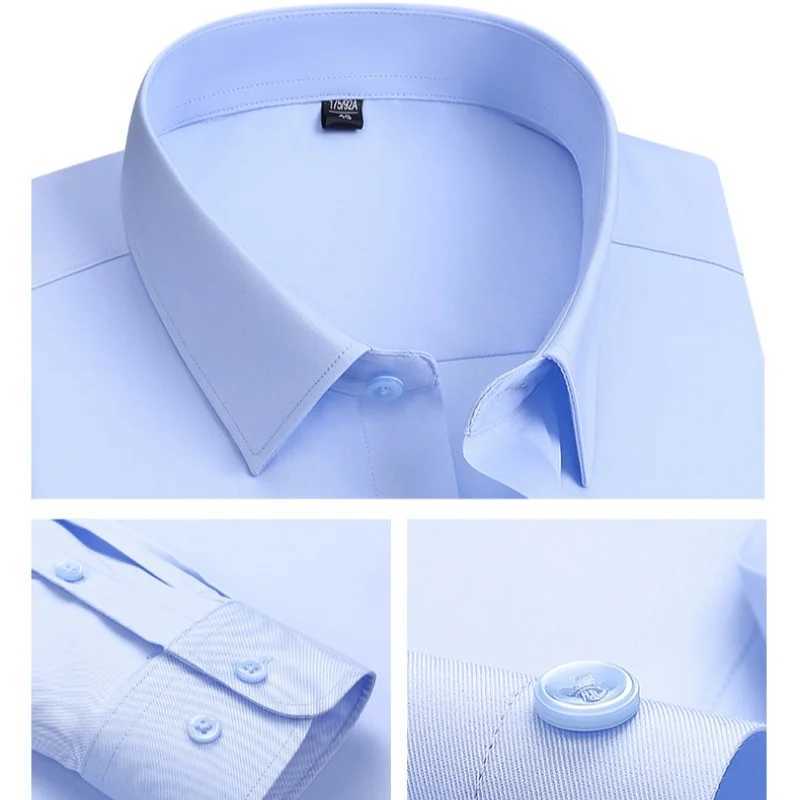 Spring and summer new mens long sleeved ironless moisture-proof pocket sized business suit white shirt mens formal clothing X250324