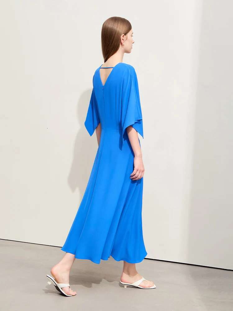 Amii Minimlism 2024 Summer New Commuter V-neck Irregular Dresses For Women Loose Trendy Solid Hollow Out Female Dress 12442052