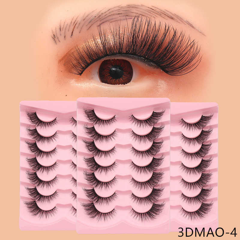 Cat eye fox series diagonal flying false eyelashes 7 pairs set thick and exaggerated curled multi-layer one-piece eyelashes W250324