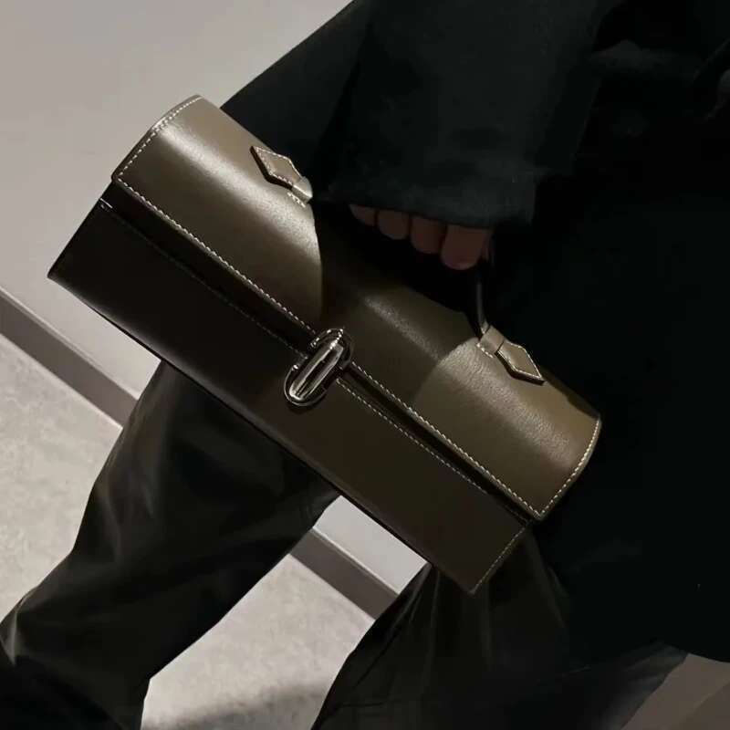 Brand Genuine Leather Tote Women's Simple Handbag Small Square Baguette Bags High Quality Savette Symmetry 27 Bag