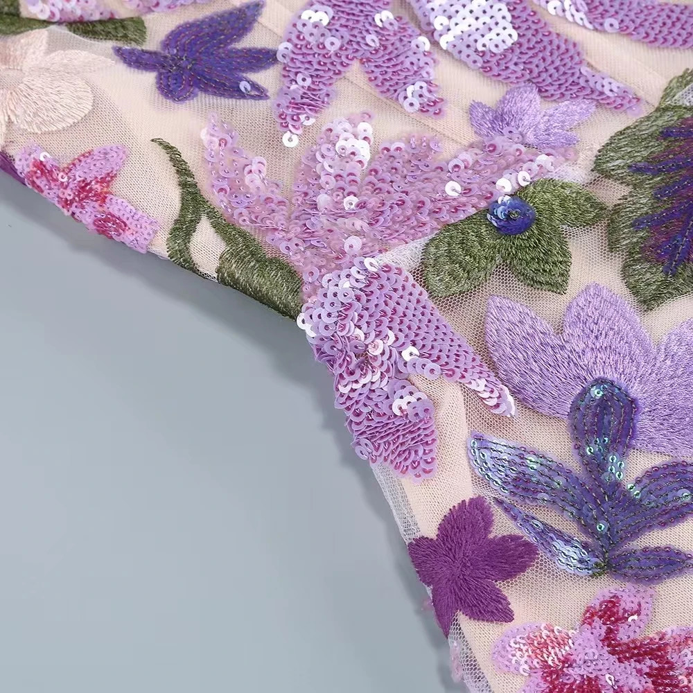 2025 Summer Bra Heavy Industry Sequins Split Long Dress Womens Elegant Celebrity Club Party Evening Dress Wholesa 250322