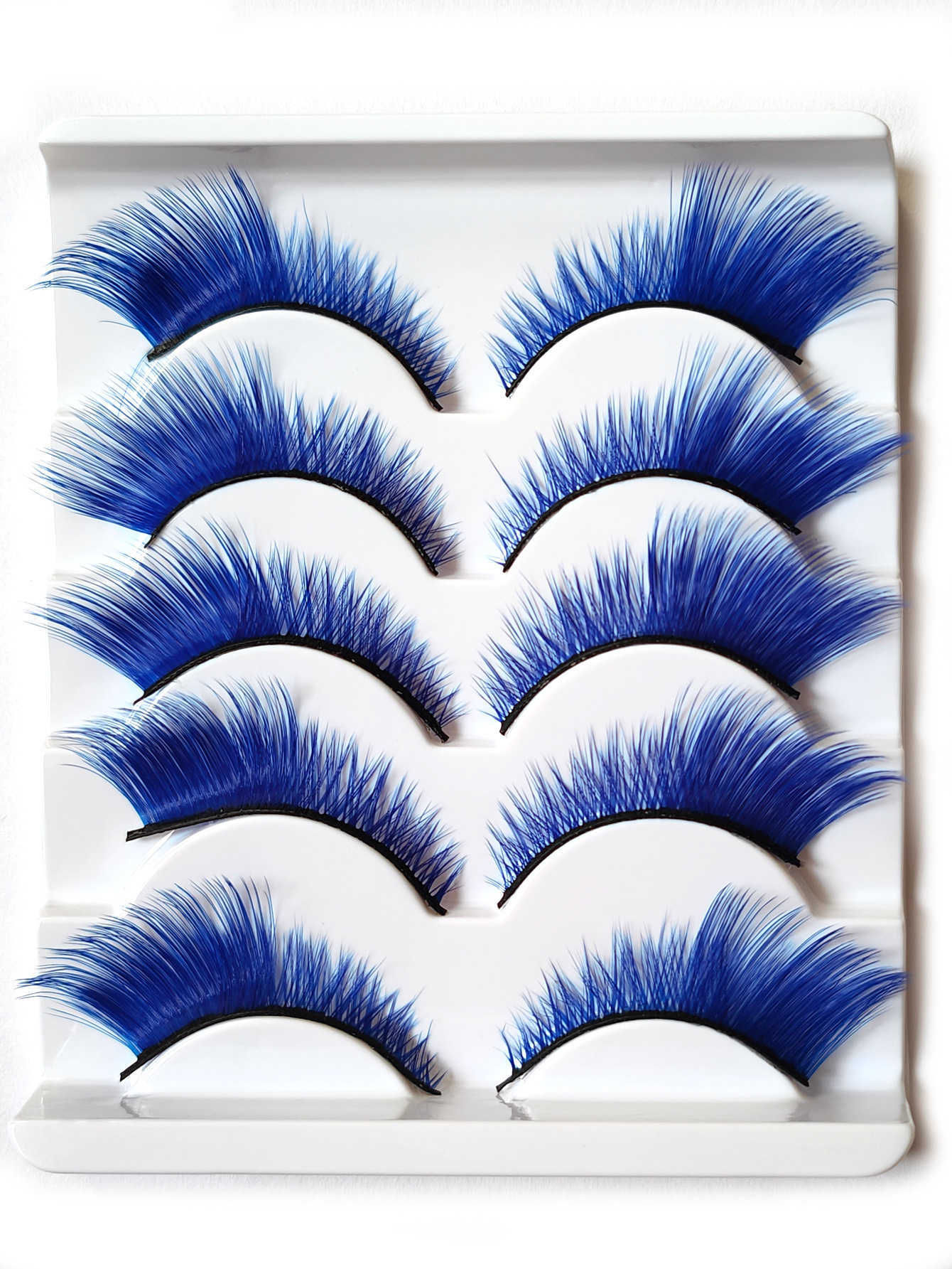 Blue False Eyelash Slant Flying Fox Eye Tail Stretching Stage Performance Color Eyelash Thick Exaggerated COS Anime W250324