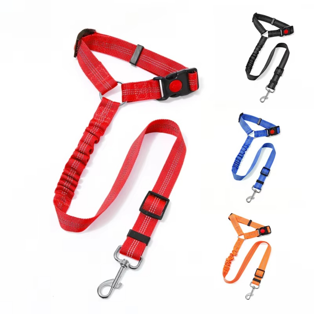 2-in-1 Dog Car Seat Belt Adjustable Reflective Pet Safety Seat Belt Dog Accessories for Large Medium Small Dogs