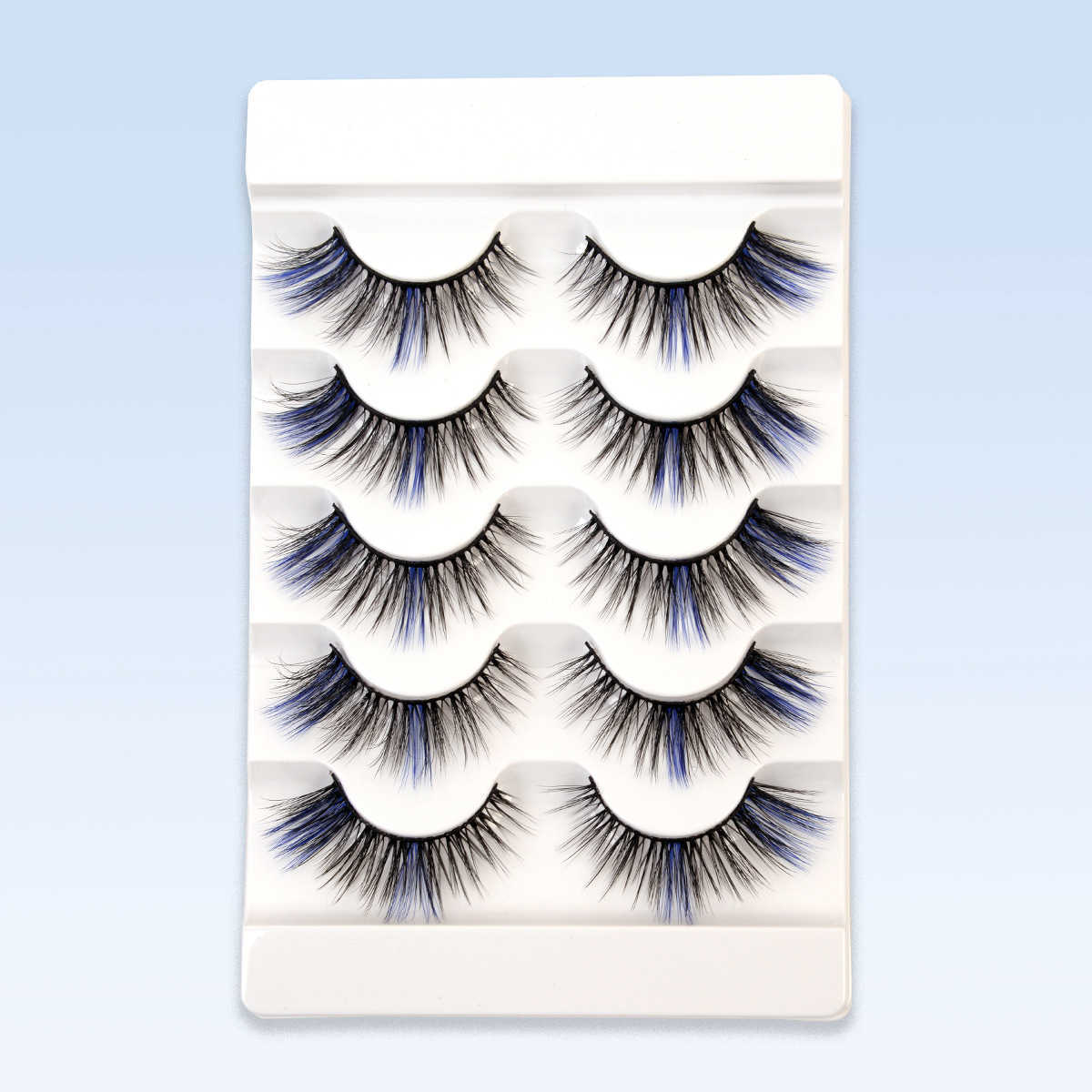 One piece false eyelash style with colored eyelashes 5 pairs of synthetic eyelashes W250324