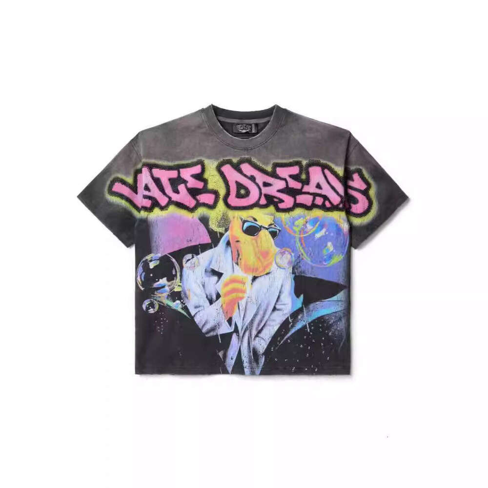 American hip-hop printed T-shirt washed loose Harajuku fashion street trend casual couple top