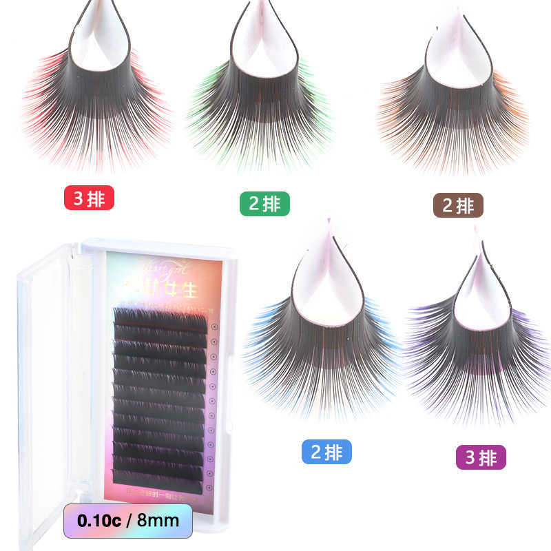 Colorful false eyelashes thick imitation mink eyelashes stage makeup exaggerated creativity transparent stem curly and upturned W250324
